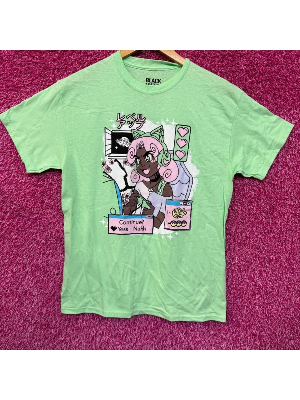 Kitty Kawaii Gamer Streamer Girl Black Matter Tee M
